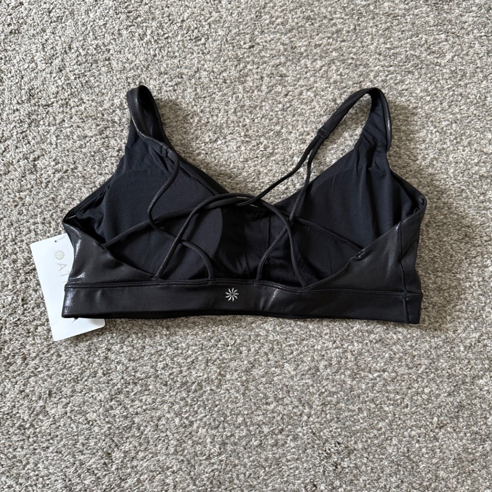 NWT Athleta Solace Bra in Black Shine - XL - Picture 2 of 2